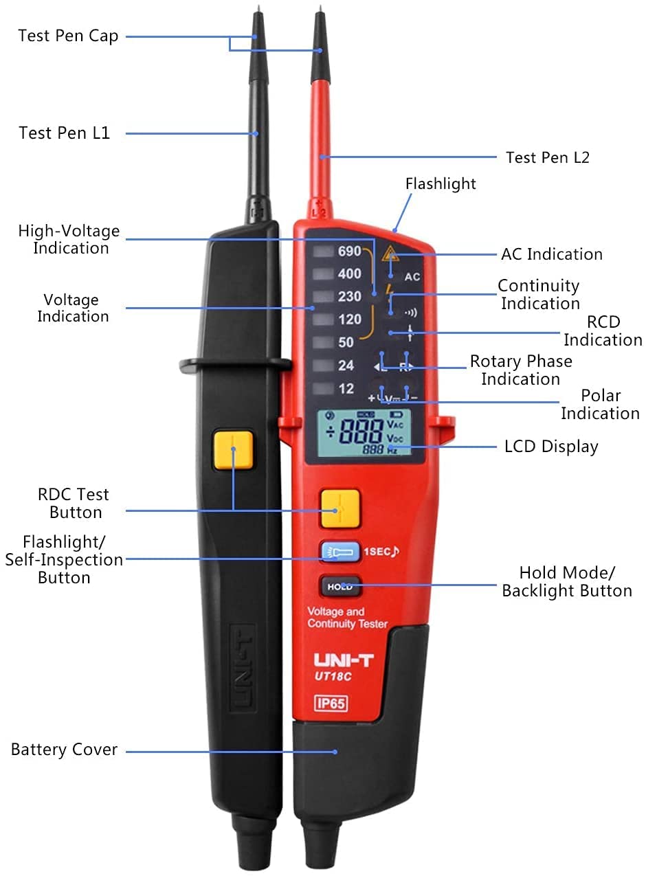 UNI-T UT18C RCD Handheld Digital Multimeter 690V Display Continunity Voltmeter