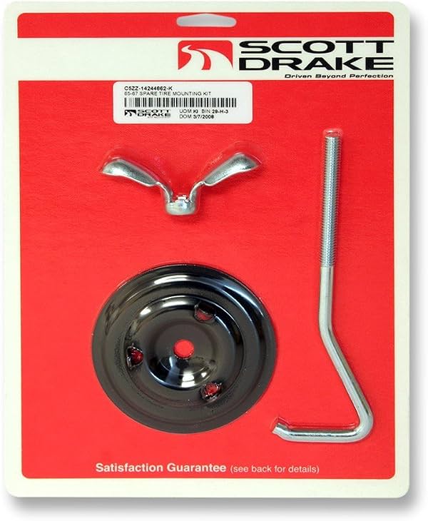 Scott Drake C5ZZ-14244862-K Kit de gancho de montaje de llanta de repuesto estilo perno