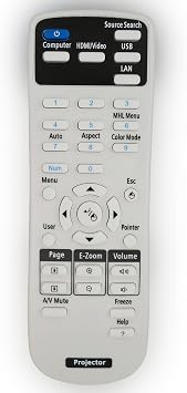 Universal Projector Remote Control Replacement for Epson PowerLite 97H, 98H, PowerLite 99WH, PowerLite 965H
