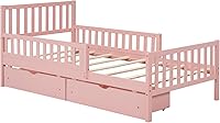 Vista 81 de Modern Full Size Platform Bed Storage Headboard and Safety Guardrail for Kids, Function Wood Platform Bed Frame with Built-in LED Light for Boy
