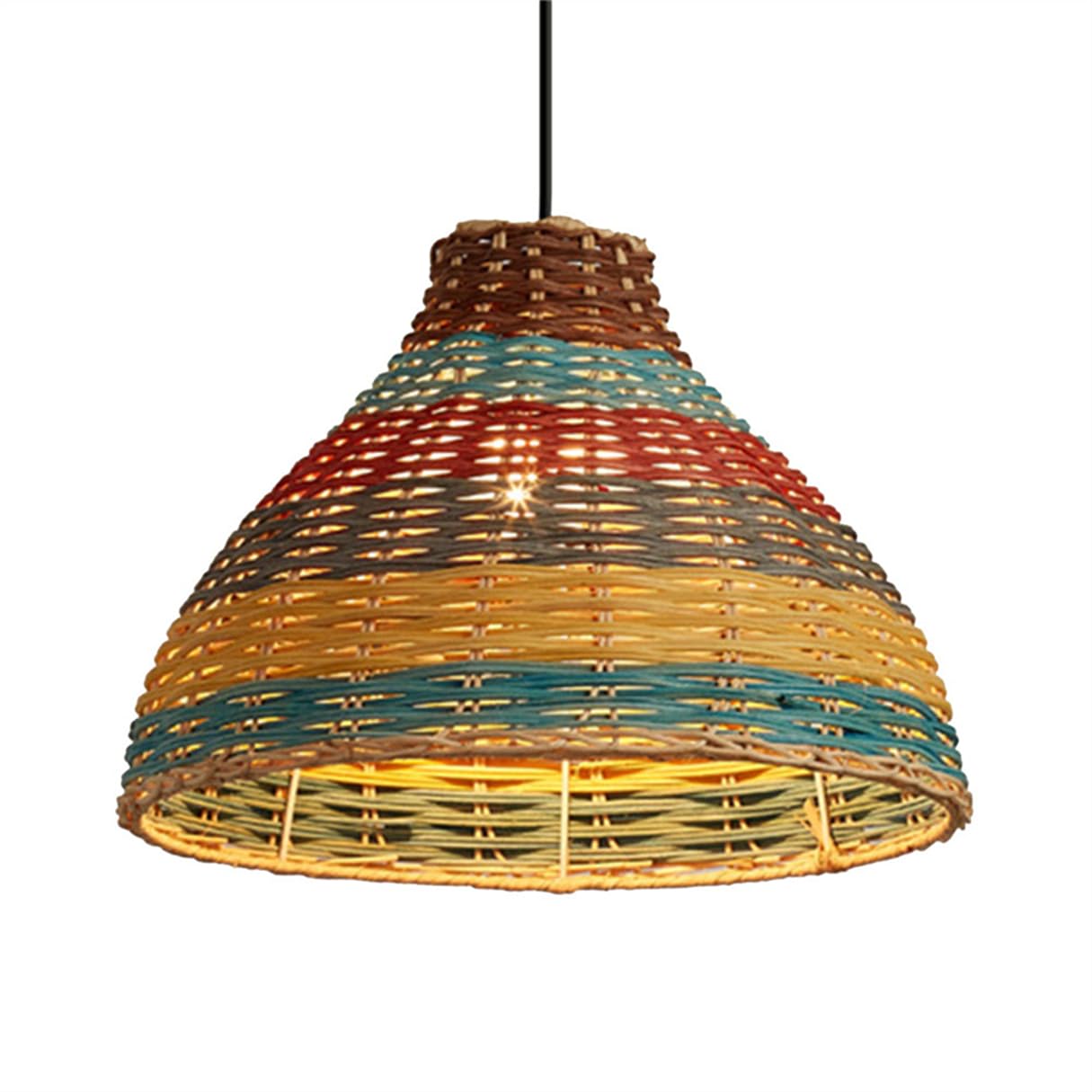 CSSYKV Antique Rattan Pendant Light 15.7" Farmhouse Coastal Wicker Lamp Shade for Kitchen Island Rattan Pendant Lamp Multi-Color Lantern Vintage Lamp Fixture for Farmhouse Barn Kitchen Living Room