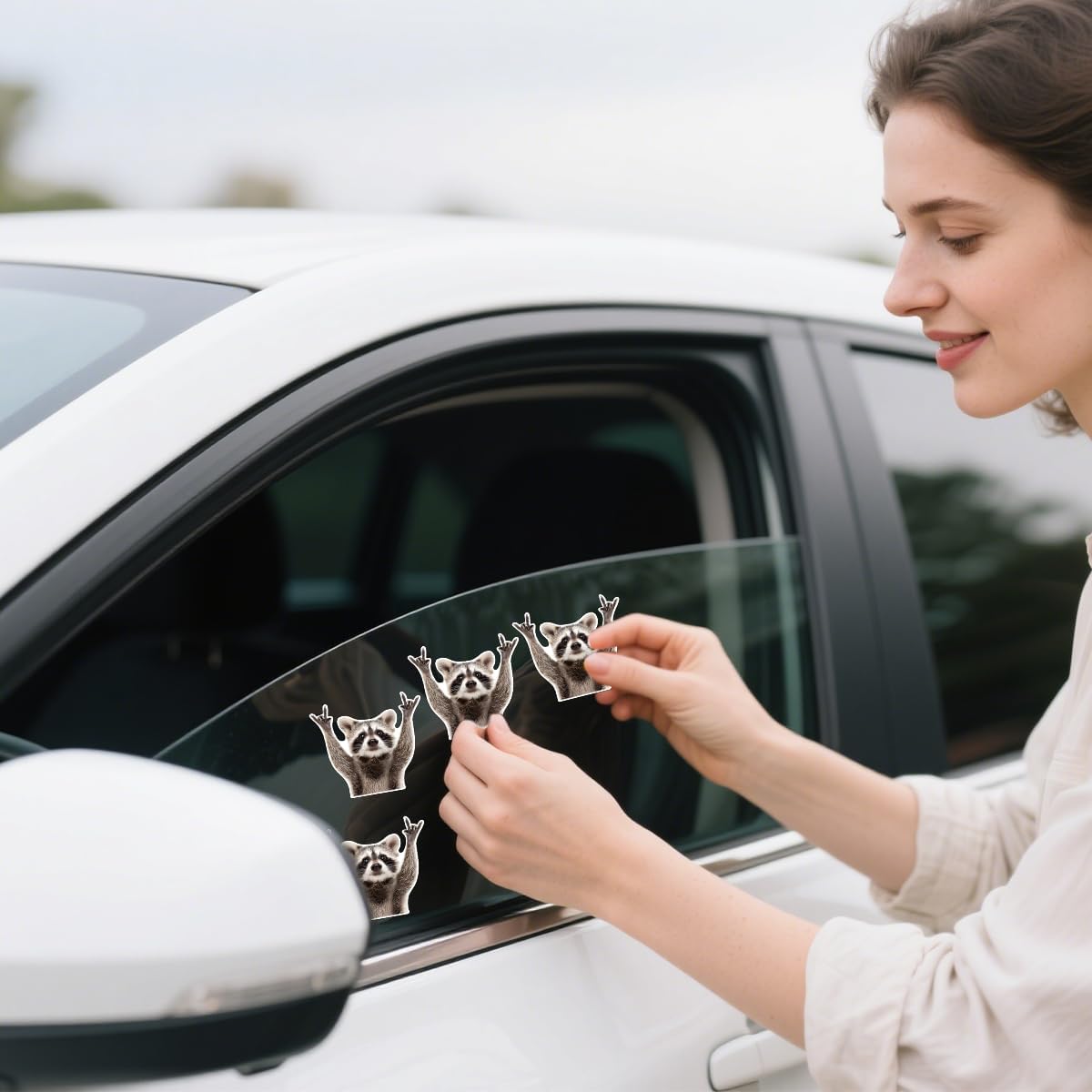 4PCS Car Rockstar Raccoon Sticker, Funny Cute Waterproof Racoon Pattern Decal for Vehicle Wall Window Bumper, Automotive Exterior Decor Accessories, Universal for SUV Sedan Truck - Image 4