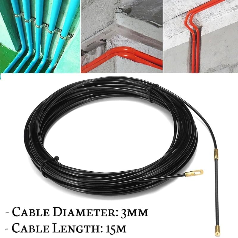 Fish Tape 3mm 5/10/15/20/25/30/35/40M Cable Push Puller Black Fiberglass Electric Guide Device Duct Rodder Fish Tape Wall Wire Conduit(30m)