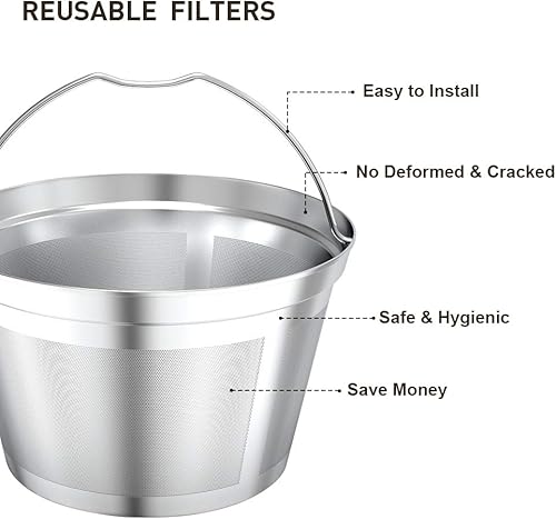 Miniatura 4 de Filtro de café reutilizable 8 10 12 tazas cesta reemplazo filtro acero inoxidable filtro de café permanente adecuado para cafetera Bunn Cafetera
