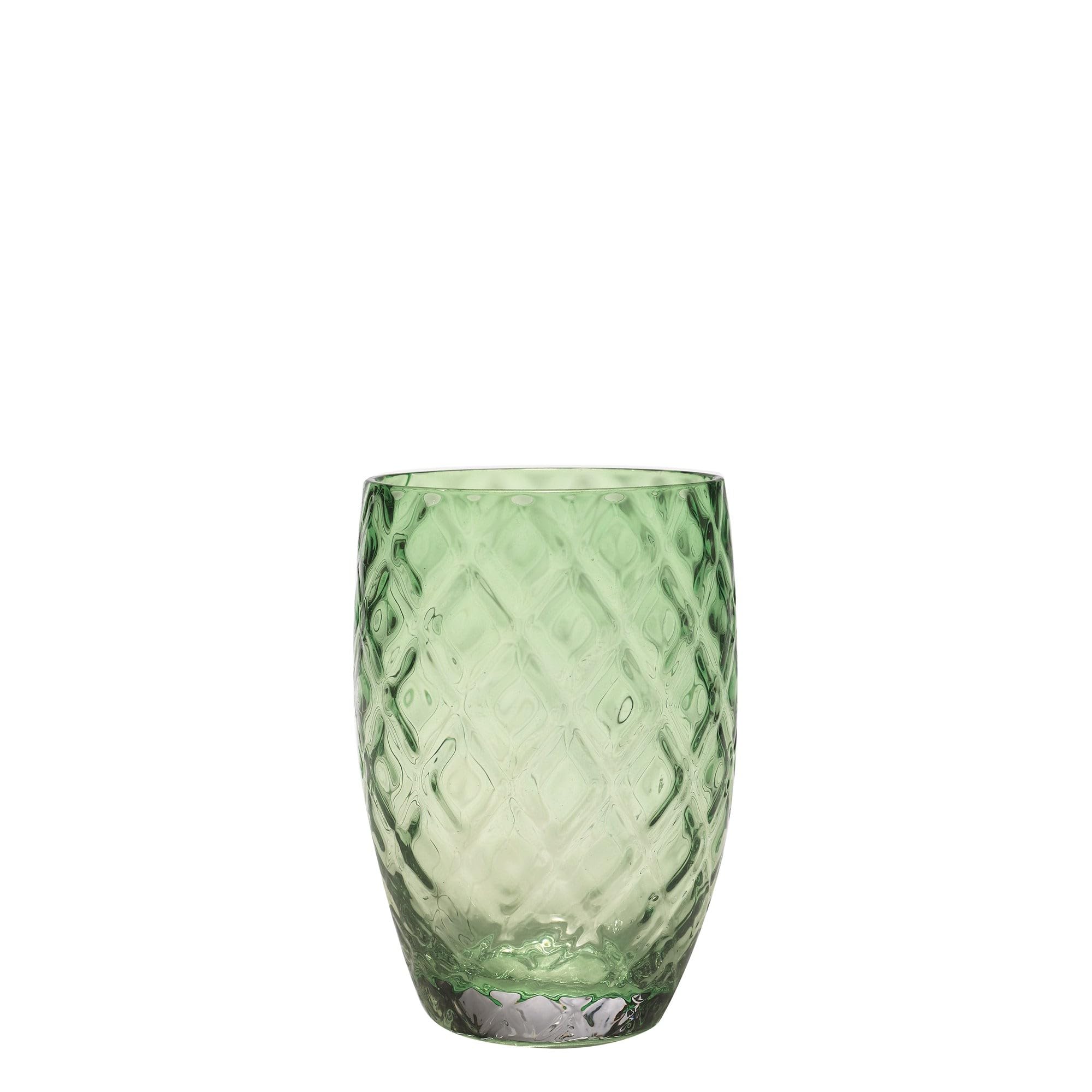 Vaso de cristal Zafferano Losanghe con relieve premium en acabado Zafferano Green