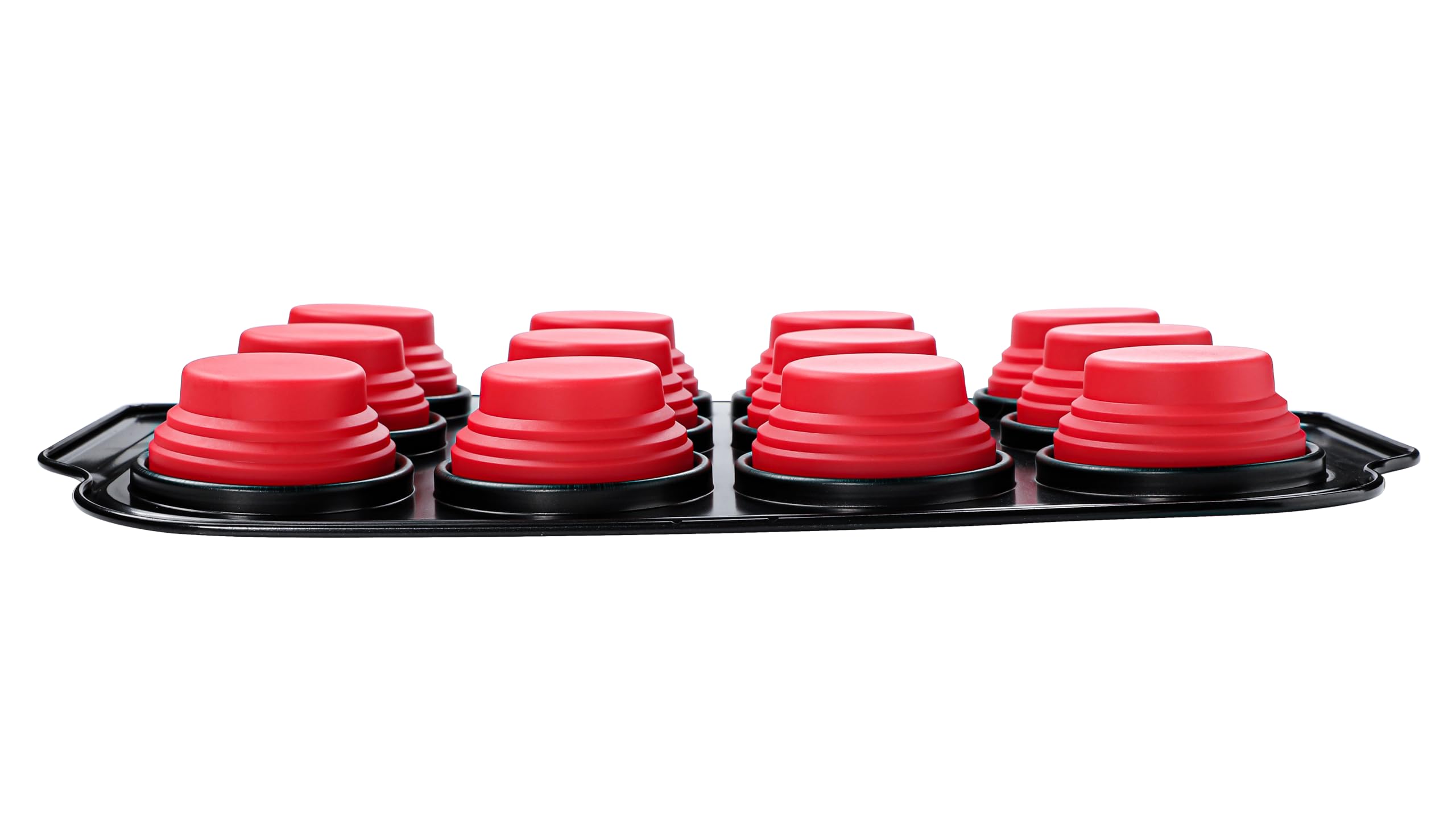 12-Cupcake-Form, Cupcake-Form, faltbare Silikon-Muffinform, Silikon-Cupcake-Formen zum Backen (Rot, 12)