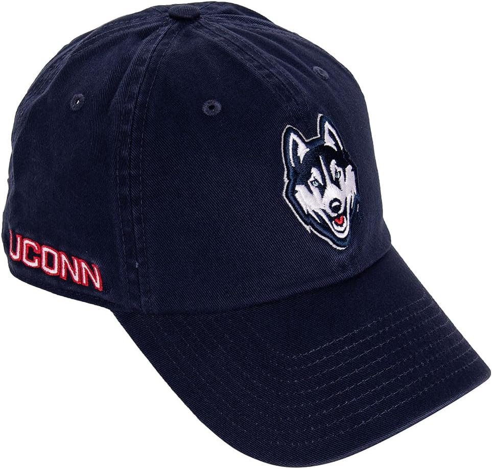 Desert Cactus University of Connecticut UConn Baseball Hat Huskies Brimmed Embroidered Hats Cap Adjustable Cloth Strap Adult (Style D1) Blue