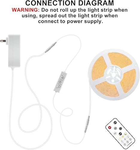 Miniatura 8 de Tira de luz LED COB de 16.4 pies con control remoto, 6500K Ra93+ regulable luz diurna brillante blanca tira de luz LED COB tira de luz blanca