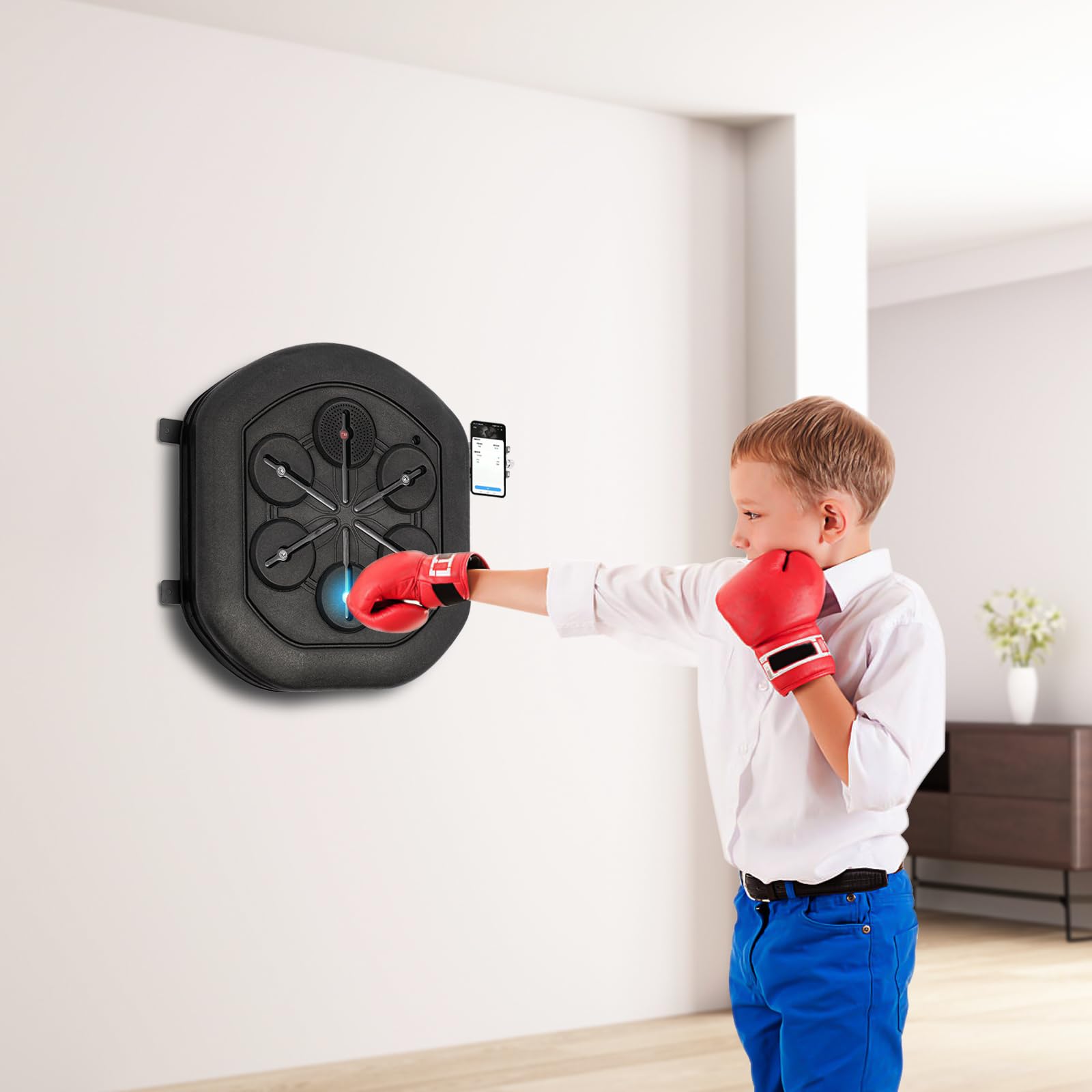 Parete da boxe a LED, musica, Bluetooth, app, allenamento, sacco da boxe