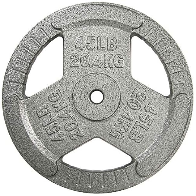 Fitvids Cast Iron Plate Weight Plate for Strength Training and Weightlifting, 1-Inch Center, Single 45LB
