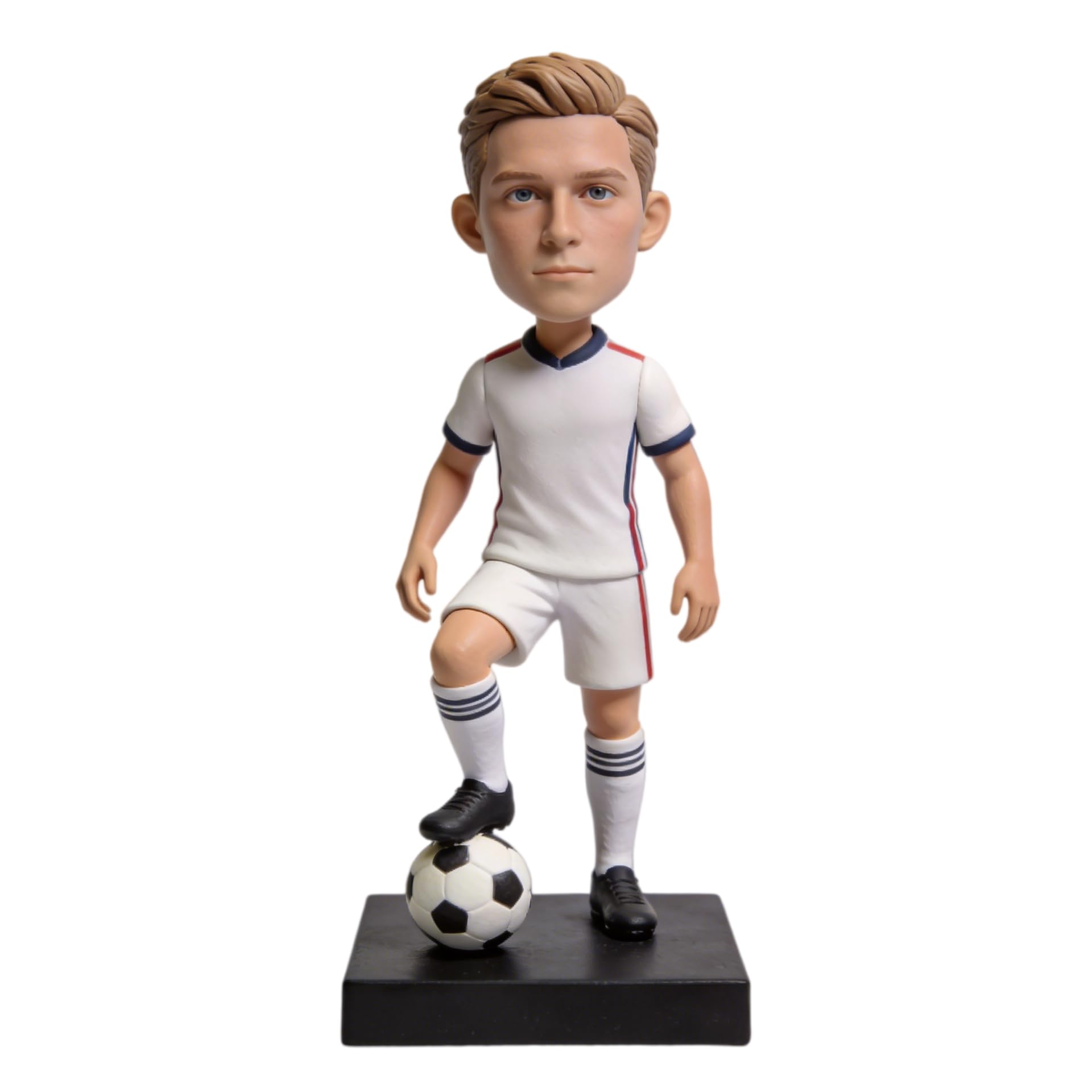 Figurine 3D à tête branlante personnalisée de photo Bobbleheads masculin - Souvenir de football personnalisé pour les amateurs de football, la maison, le bureau, la décoration sportive