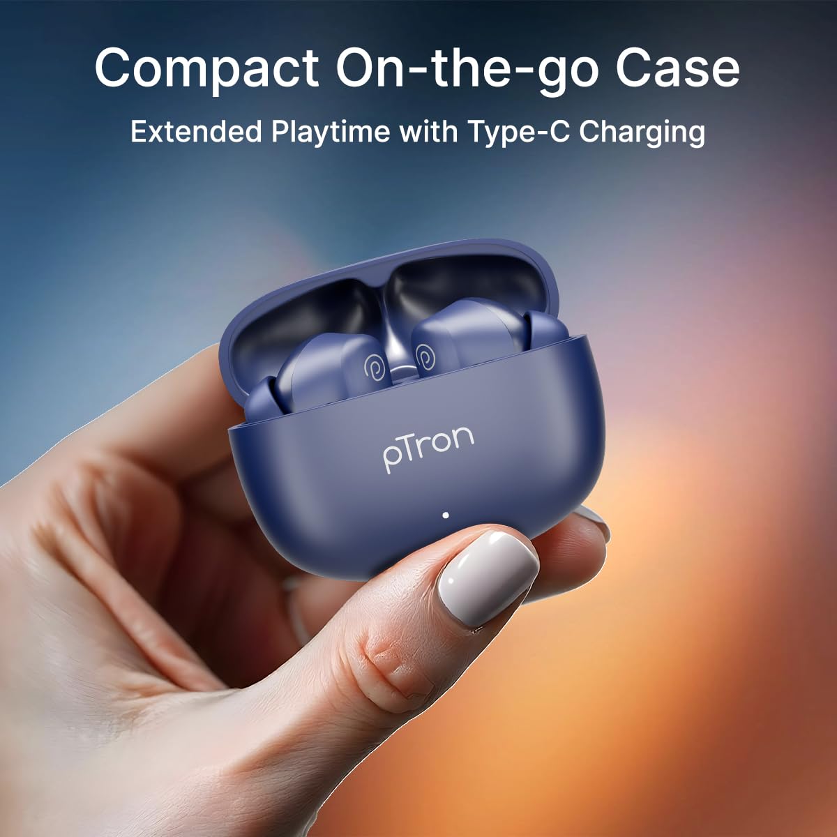 pTron Bassbuds Spark in-Ear TWS Earbuds with Stereo Sound, 40Hrs Playtime, Stereo Calls, Bluetooth V5.3 Headphones with Quick Pairing, Touch Control, Voice Assistant, Type C Charging & IPX5 (Blue) — Amazon image 10