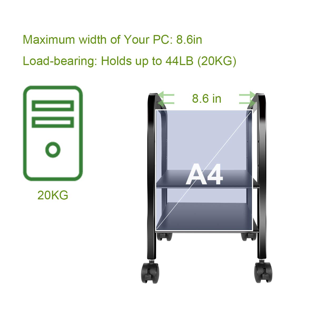 Computer Tower Stand, 360Tronics Adjustable Desktop ATXCase CPU Holder