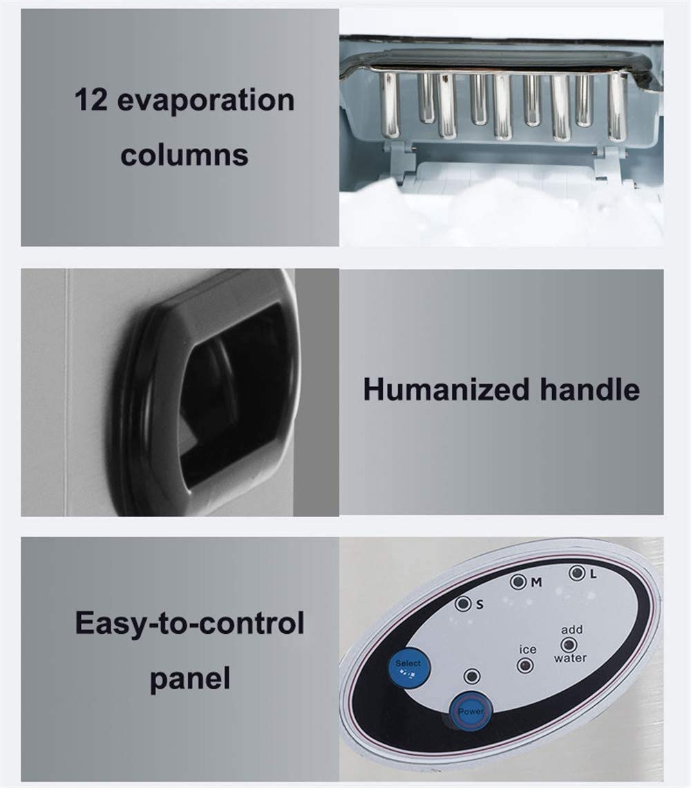 Portable Ice Maker Macchina for controsoffitto, cubi di Ghiaccio Pronto in 8 Minuti, Fare 66 libbre di Ghiaccio in 24 Ore con Display a LED Ideale for Feste Bevande Miste