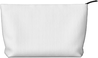 Solid Color White Fashionable Corduroy Cosmetic Bag, Zipper Closure, Suitable for Travel, Camping and Daily use