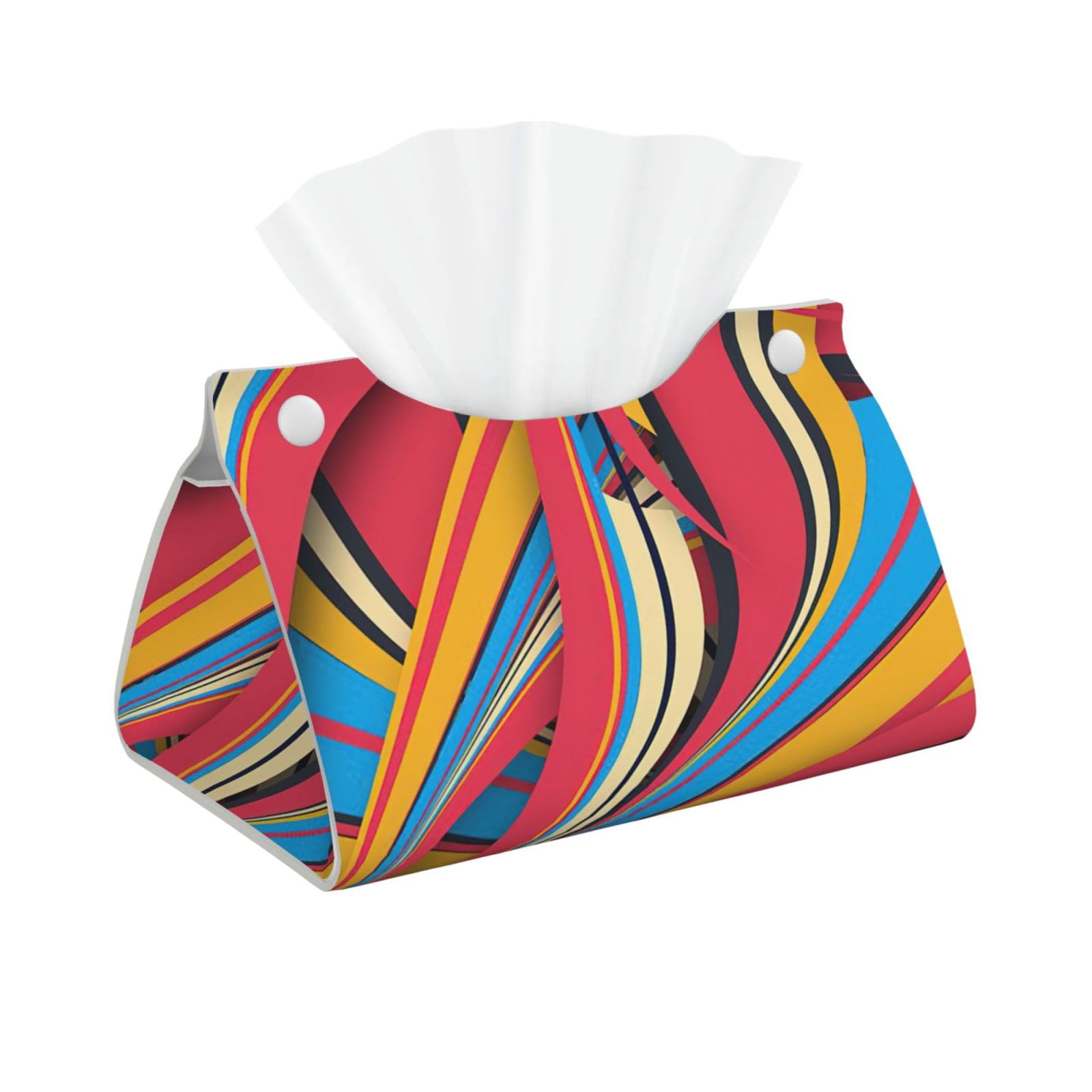 Colorful Stripes Print Long Tissue Box Cover Tissue Dispenser Box For Living Room, Office, Car, Bathroom