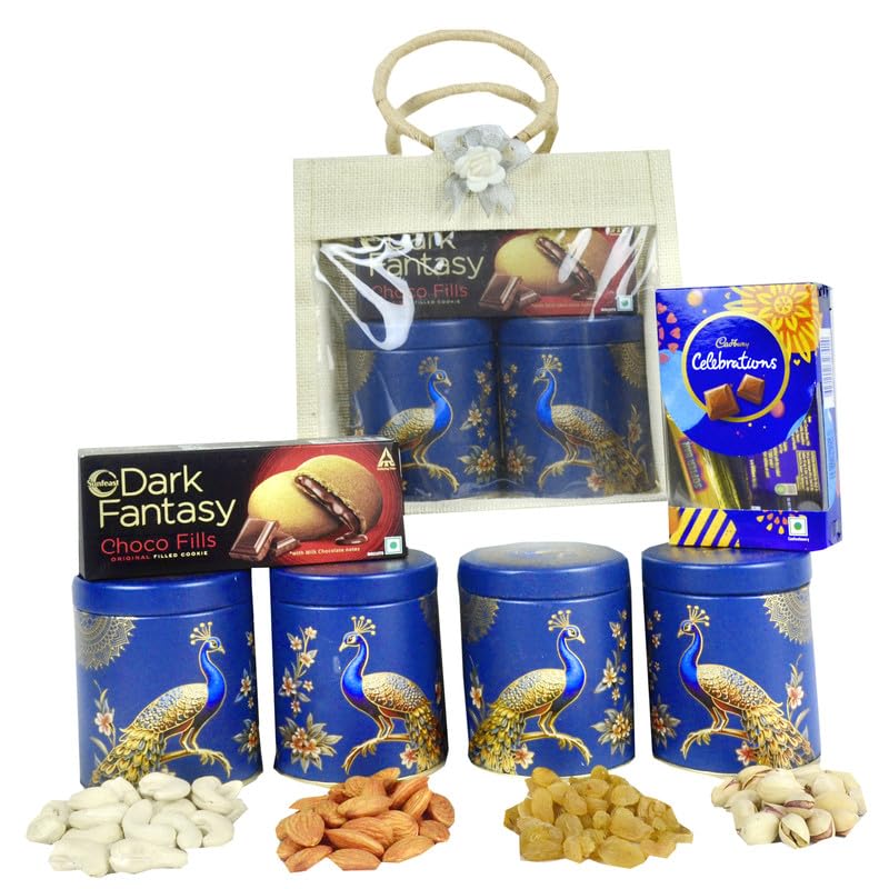 Image of NUTRI MIRACLE Diwali Gift Hamper Dry Fruits Chocolates Nuts Laddu Candles for Family Celebrations