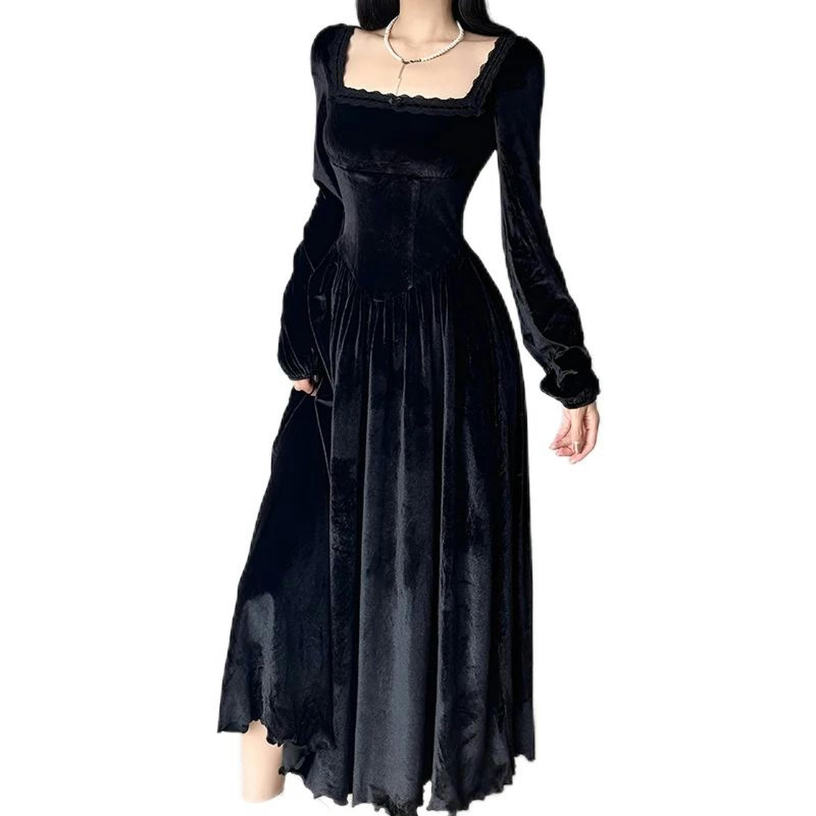 Robe Velours Noir Sculptante avec Corset Long Pli pour Silhouette Élancée