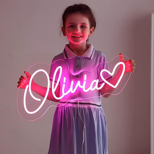 Qzeuoucu Custom Neon Signs,neon sign customizable for Wall Decor Bedroom kids Birthday Wedding Gifts Business Logo,personalized neon signs LED neon lights up name sign 1-3 lines (10-60")