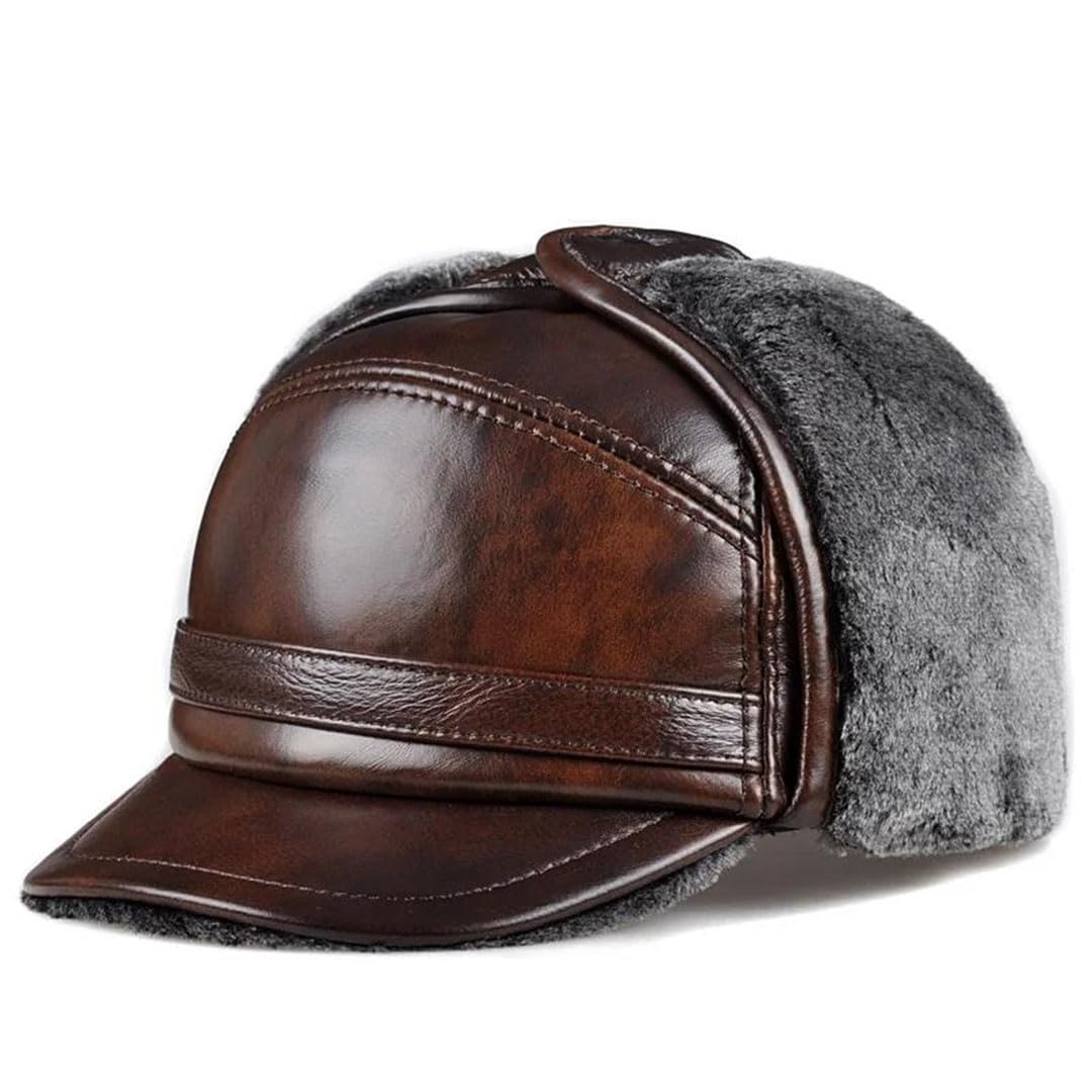 Gorro bomber de piel sintética para hombre, protección auditiva, cálido, para invierno, para hombre
