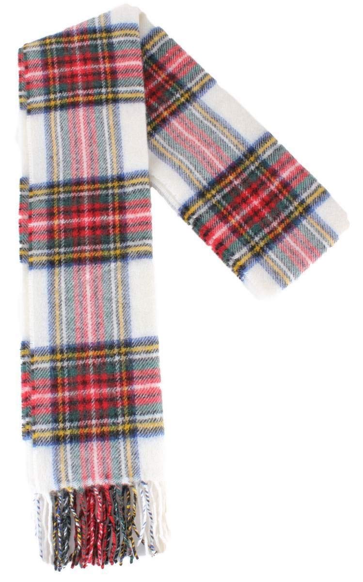Lochcarron Of Scotland Unisex Stewart Dress Modern Stewart (Dress) Long Tartan Scarf - Premium Quality, Brushed Lambswool. Available In Selection Of Tartans