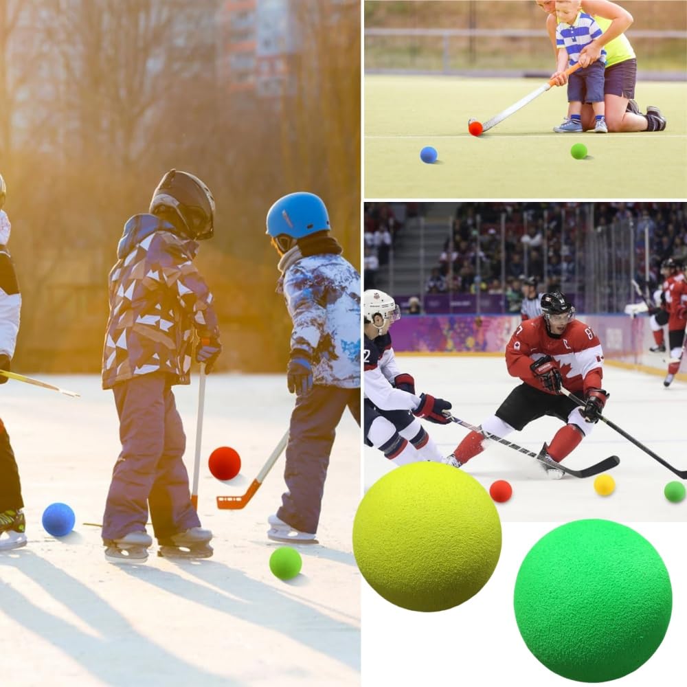 10 Balles Hockey Mousse - Enfants 5cm Couleurs Assorties