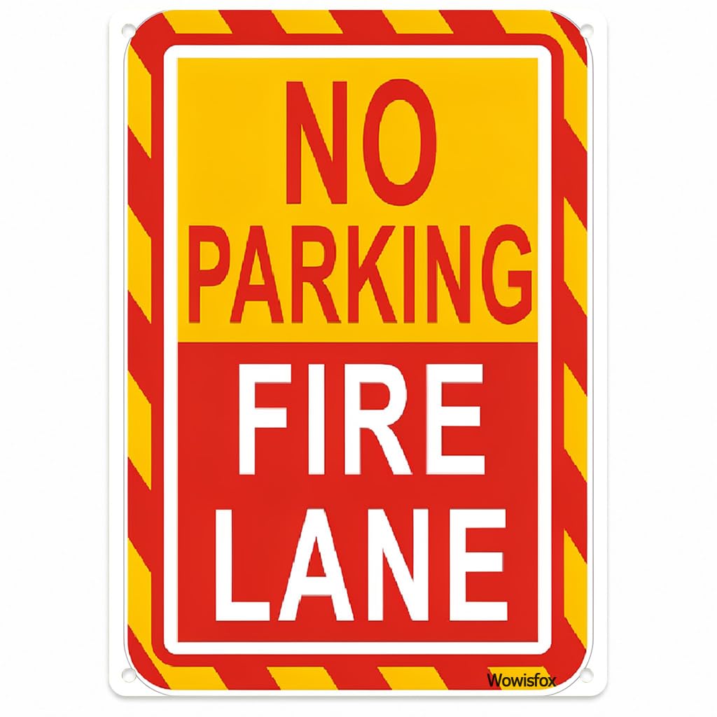 No Parking Fire Lane Sign, 8 x 12 Inch Aluminum with Mounting Holes