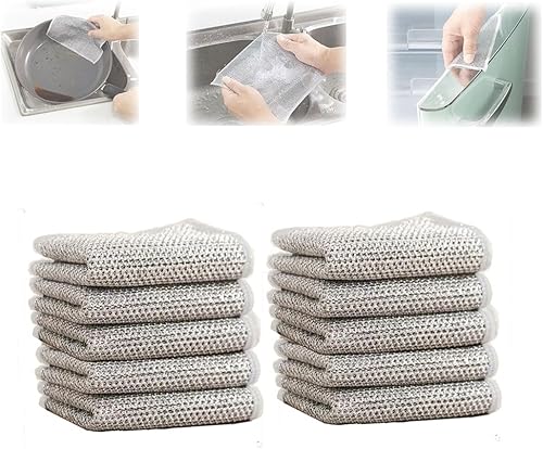 Paños de limpieza milagrosos de alambre multiusos, trapos multiusos para lavar platos de alambre para húmedo y seco, paño de limpieza de alambre (10