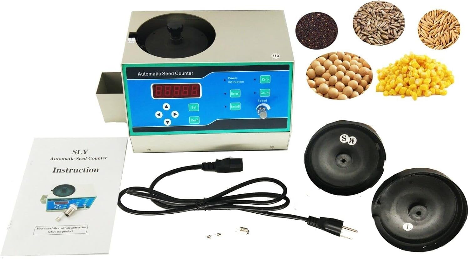 LED Seed Counter Device Machine Microcomputer Automatic Seeds Counting Instrument Equipment for Large Medium and Small Seeds with 2 Sample Plates