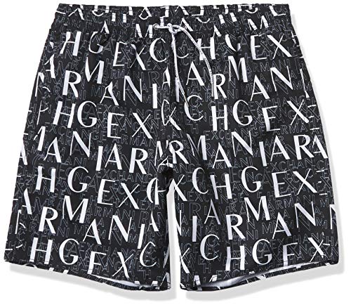A|X Armani Exchange Men's Swim Trunk, Black Shake Logo, S