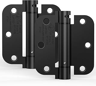 Black 3.5 Inch Spring Hinge Auto Self Closing Door Hinges, 3.5" x 3.5 Inch Heavy Duty Hinges for Doors 5/8"Radius Indoor Fire Door Hinges Home Bathroom Pantry Basement Front Door Hinges, 2 Pack