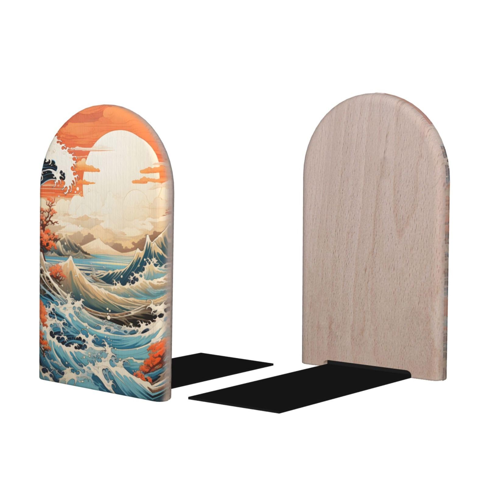 Amazon.com: UOYO Wave Bookends 1 Pair Japanese Sea Ocean