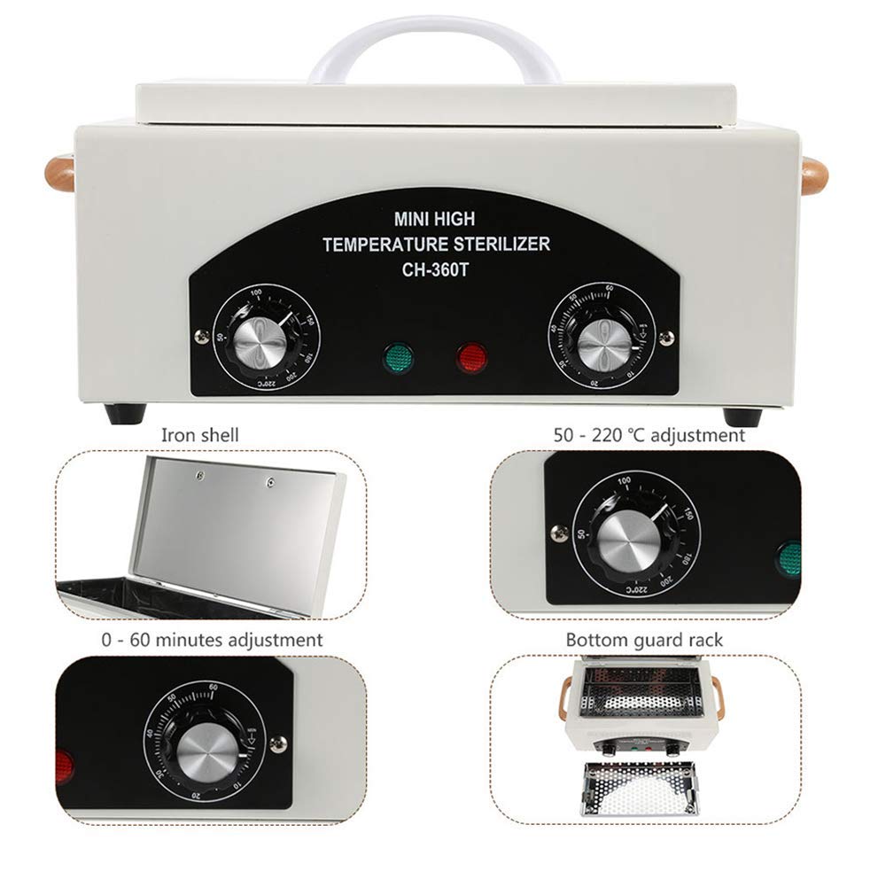 300W Calor Alto Temperatura Esterilizador Caja Mini Desinfección Gabinete para Uñas Manicura Herramienta Facial Piel Belleza Salón Limpieza Equipo (220 ℃)