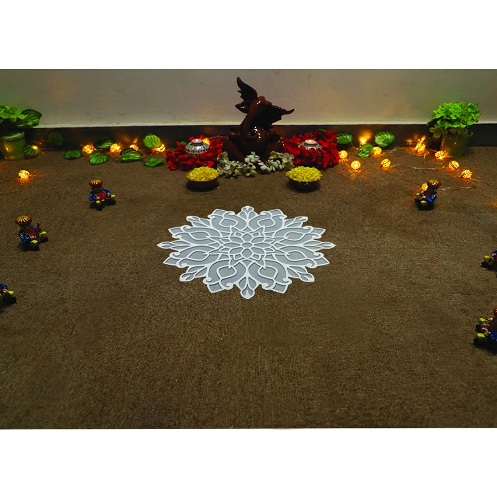 Decodesk Island Rangoli Chakra Design (16 '') | for Diwali décor | Festive décor | Floor Art | Floating Rangoli | (16 inches) 3