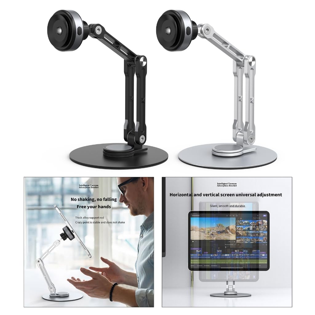 Soporte ajustable para tablet con ventosa de aluminio para tabletas y teléfonos