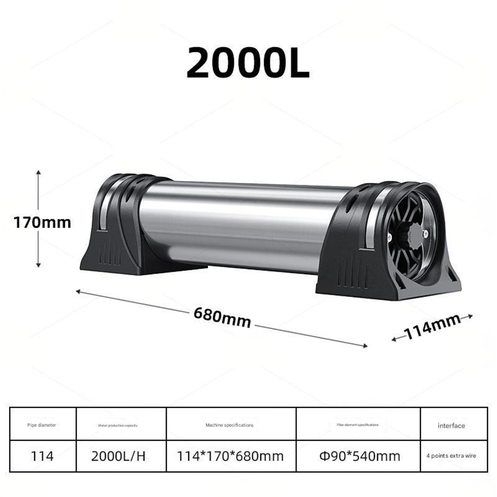 Filtro de agua acero inoxidable for toda la casa, 2000l, purificador for grifo cocina, ultrafiltración for tuberías en el sabor del agua. Fácil instalación