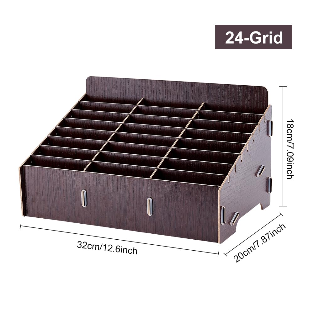 BENECREAT 24-Grid Wooden Mobile Phone Management Storage Box - Image 2