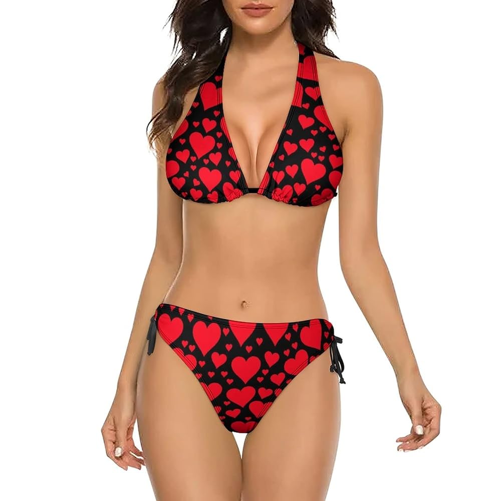 Amazon.com: AuHomea with Red Hearts on A Black Women's Sexy