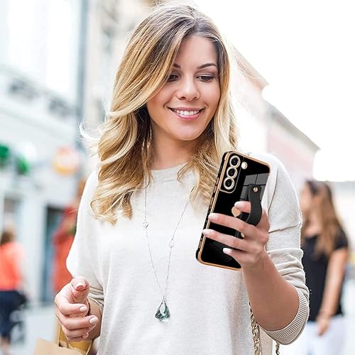 Miniatura 6 de BITOBE Funda diseñada para Samsung Galaxy S21 Plus 5G, diseño de corazones negros para mujeres, niñas y hombres, chapado de lujo con soporte de