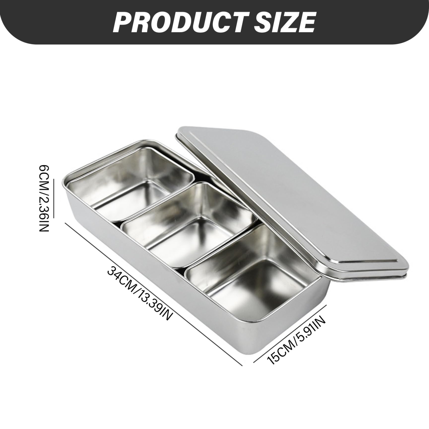 Gewürzbehälter Set, Edelstahl -Gewürzgläsern, 3 Fächer -Salzzucker -Speicher -Organisatoren Kasten -Küchenutensilien mit Deckel