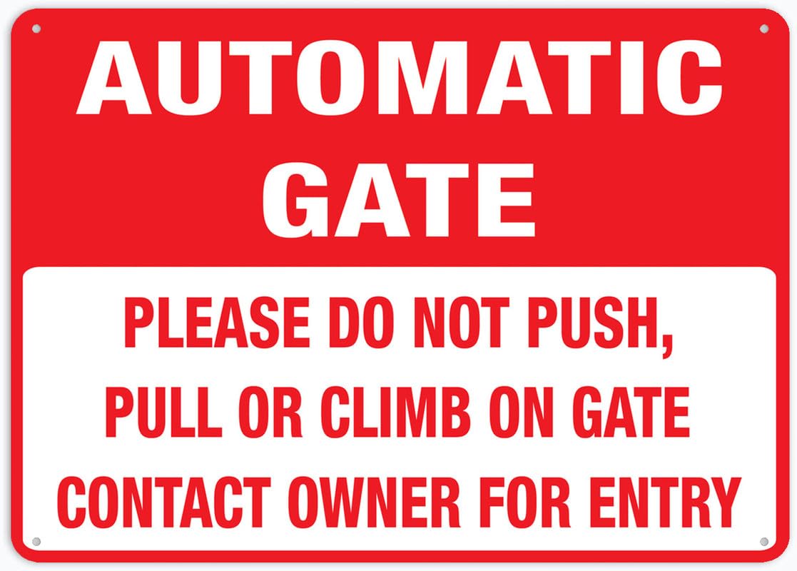 Automatic Gate Contact Owner For Entry Signs Outdoor Uv Printed Aluminum 12 X 8 In
