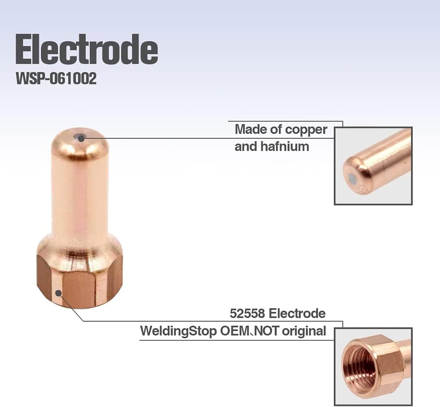 20Pcs Plasma Electrode Tip 52558 51311 P1.3, Brass Electrode Nozzle Set with 10 each for PT80 IPT 80 PTM 80 Cutter Torch