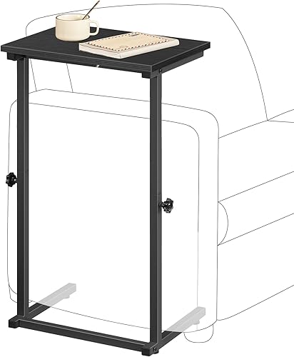 Miniatura 11 de HOOBRO Mesa auxiliar en forma de C para sofá, mesa auxiliar de altura ajustable, mesa de sofá para espacios pequeños, mesas de sofá que se deslizan
