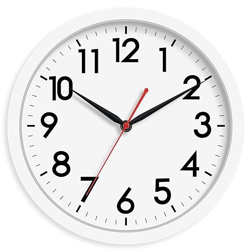 AKCISOT Wall Clock Silent Non Ticking Modern Wall Clocks Battery Operated 10 Inch, Analog Small