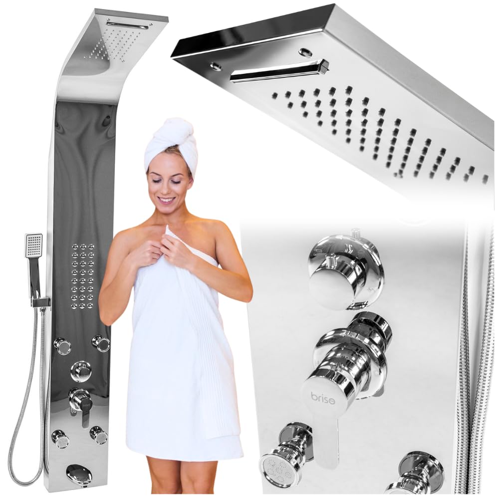 ZOLTA Panel Prysznicowy z Hydromasażem – Zestaw Prysznicowy z Baterią, Deszczownicą i Wylewką, Nowoczesny Panel Natryskowy do Łazienki, Komfortowa Kąpiel SPA w Domu