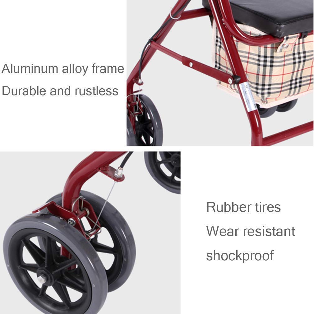 Cesta para caminante para personas mayores, cesta rodante para caminante para personas mayores, plegable, andador con accionamiento, cesta para caminante para personas mayores con