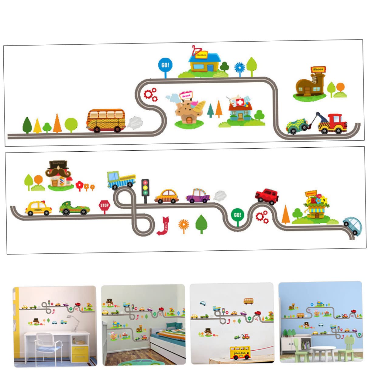 Cabilock 3 Set Di Adesivi Murali Per Cameretta Bambini Adesivi Decorativi Per Bambini Piccoli Adesivi Murali Rimovibili Per Treni E Auto 2 Fogli * 3