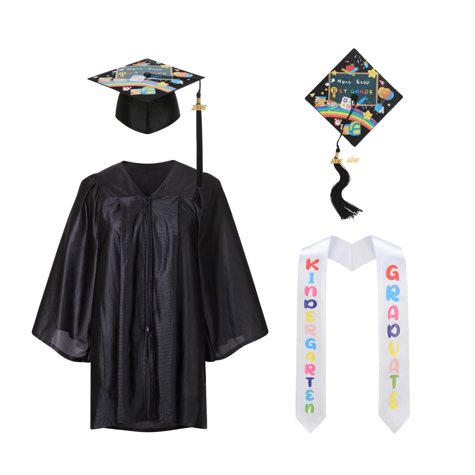 Colorful House Children's Kindergarten Graduation Cap and Gown Class, With 2026 Tassel Honor for Boys and Girls
