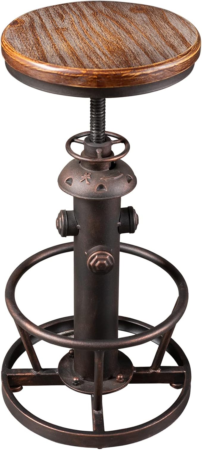 BOKKOLIK Vintage Swivel Bar Stool Industrial Coffee Kitchen Dining