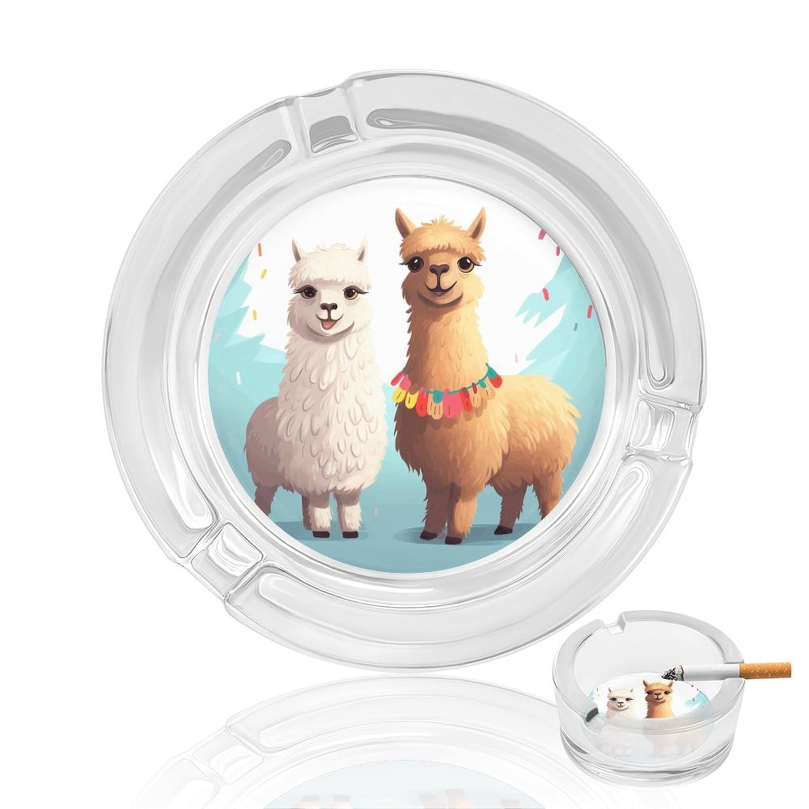 Llama Alpaca Ashtray Cigar Cigarette Rest Glass Outdoor Cigar Ashtrays with 3 Grooves Travel Cigar Ashtrays Fancy Cute Cool Ash Tray for Smokers Tabletop